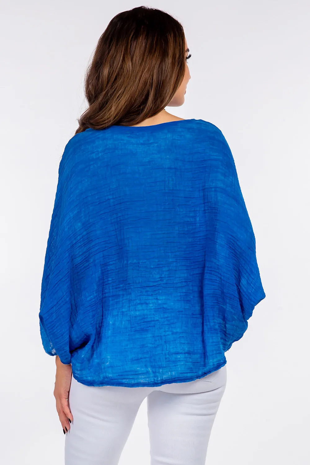 100% Cotton Washed Batwing Raw Moda Top