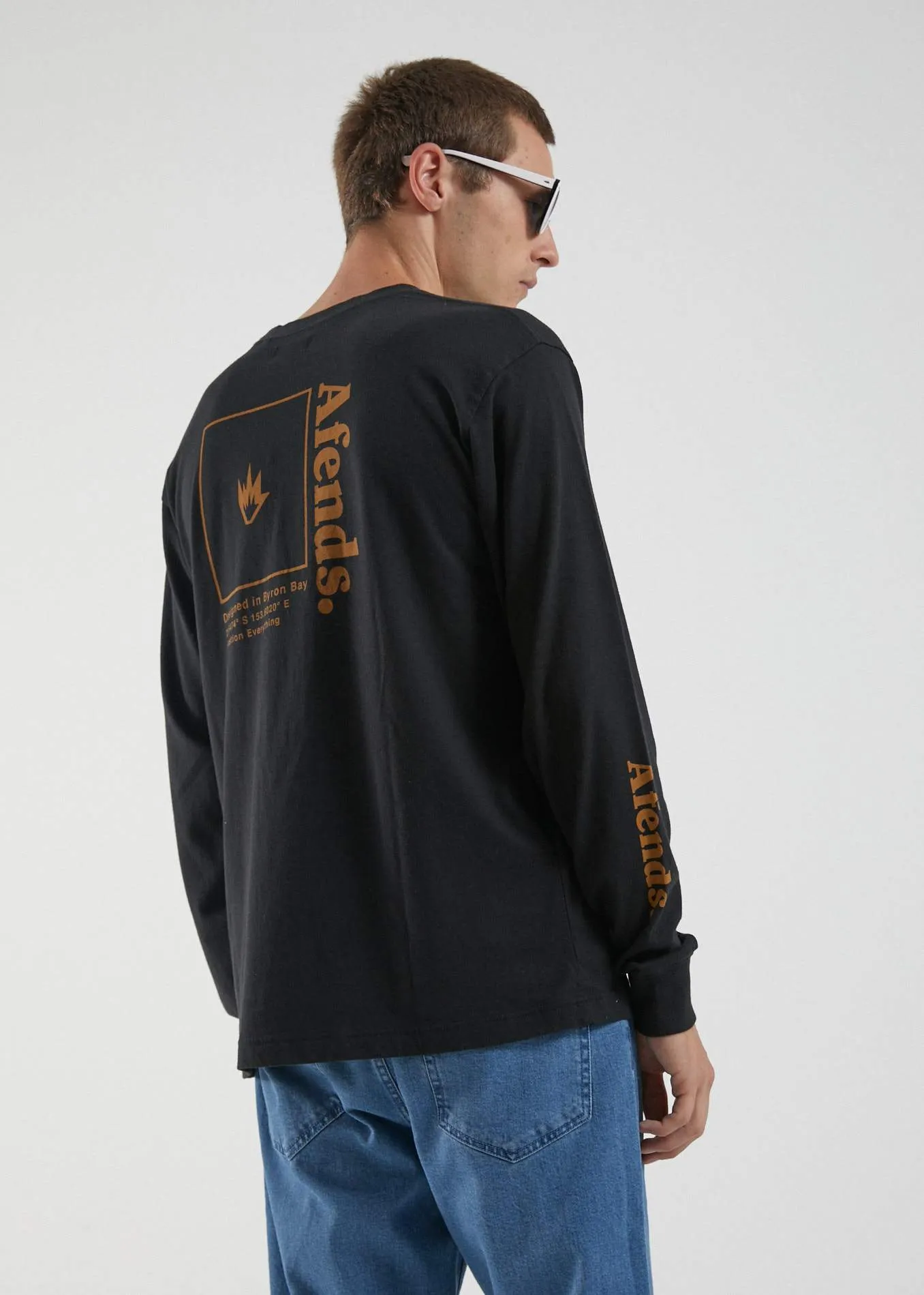 Afends Mens Atlas - Retro Fit Long Sleeve Tee - Black