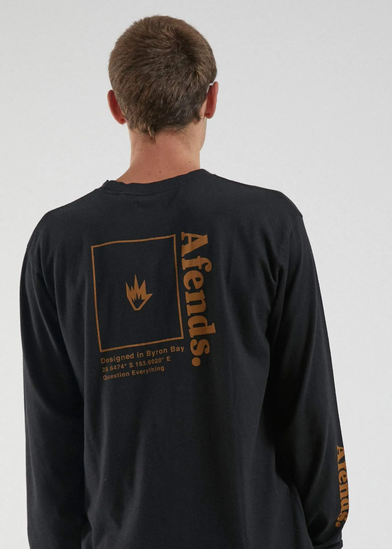 Afends Mens Atlas - Retro Fit Long Sleeve Tee - Black