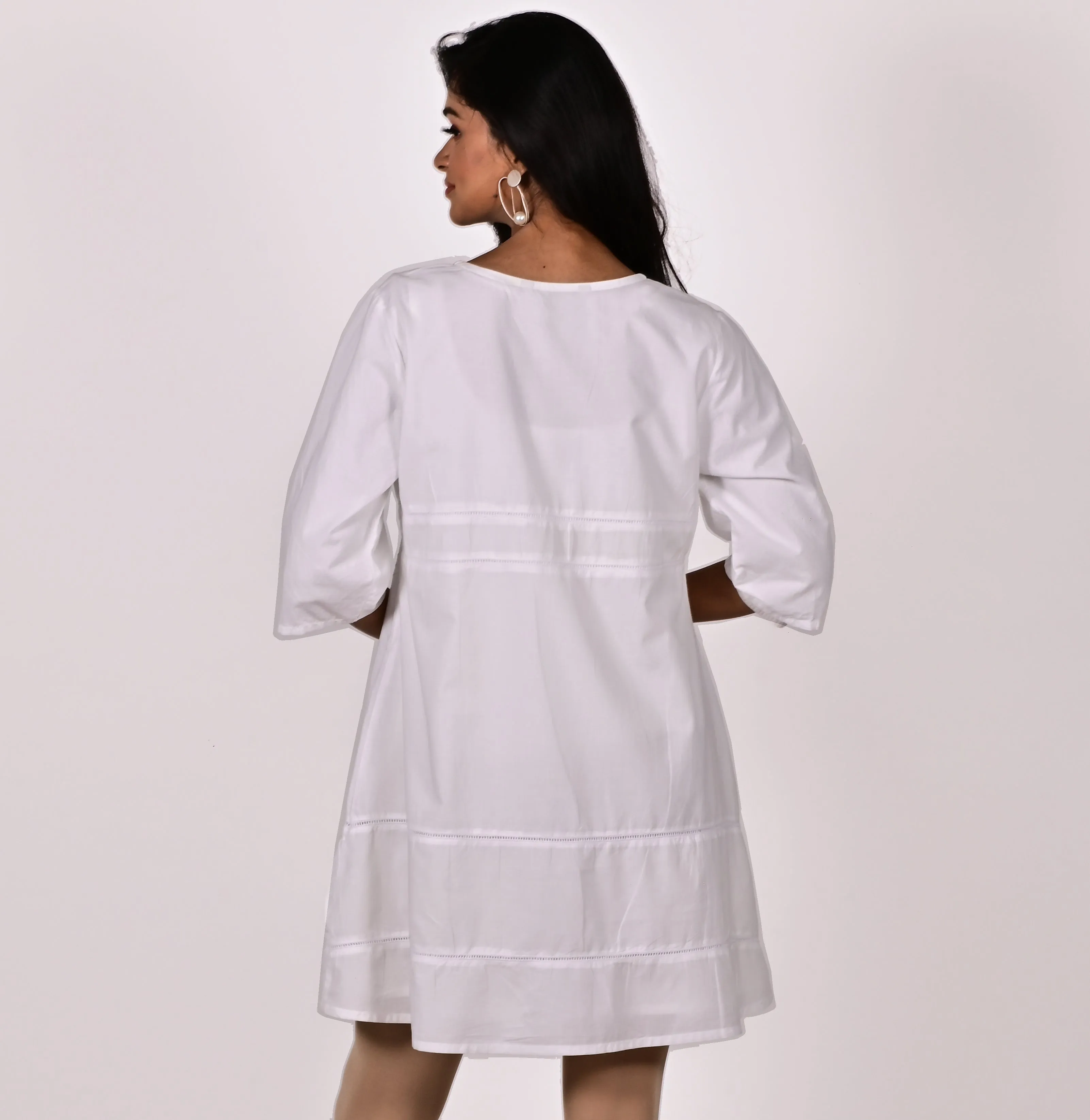 ANNA Pure Cotton Hans Embroidered Tunic Dress Kurti