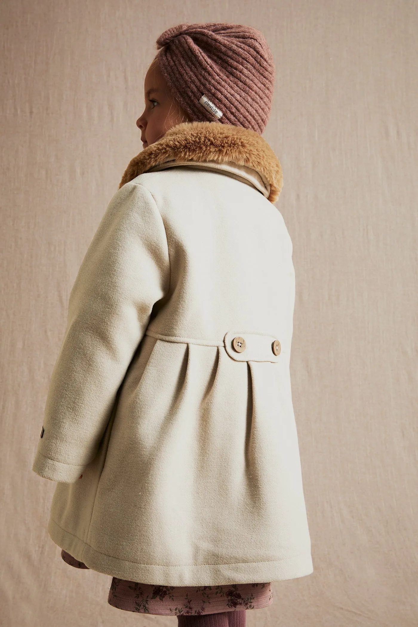 Baby & kids' beige faux fur collar coat