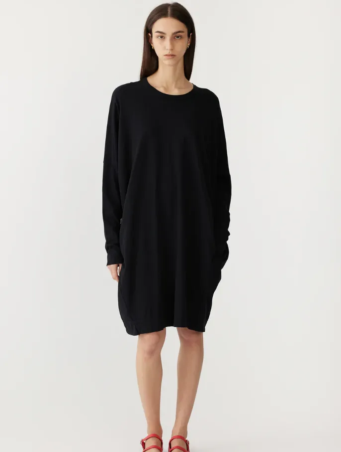 Bassike Circle Jersey Long Sleeve Dress - Black