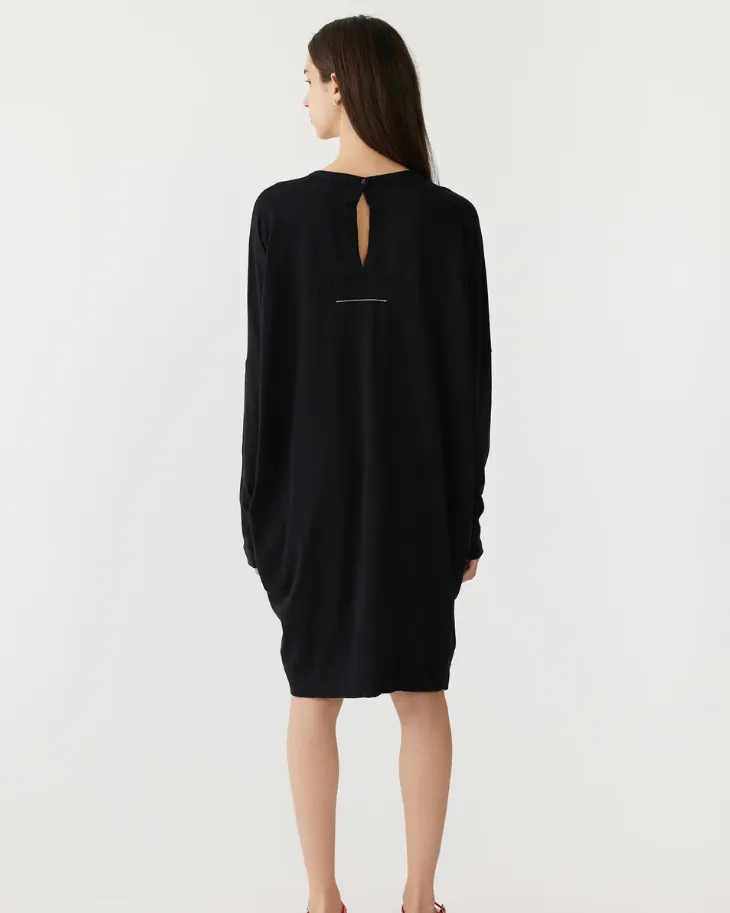 Bassike Circle Jersey Long Sleeve Dress - Black