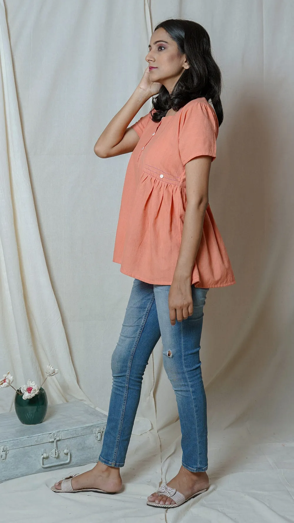 Blush gather top