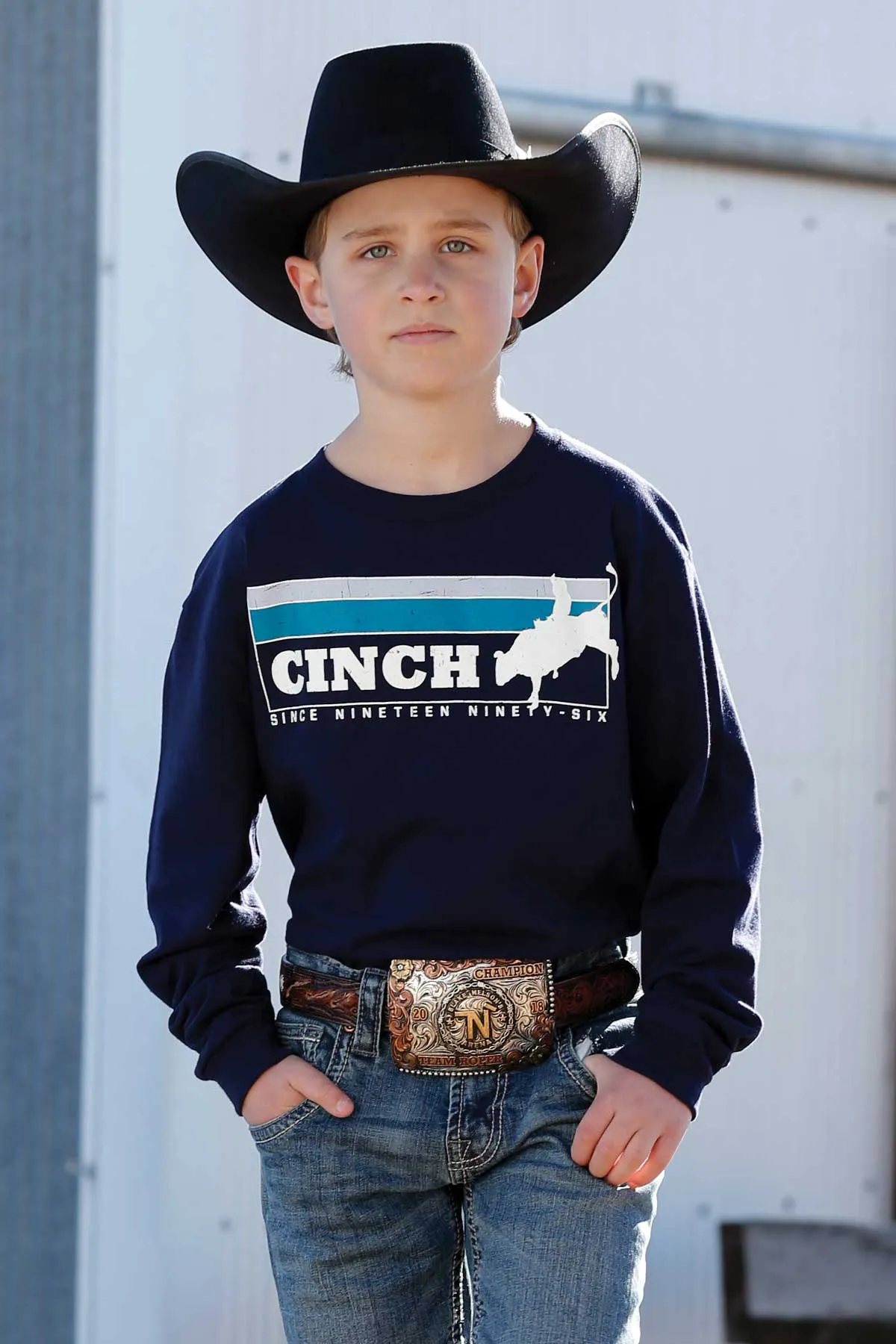 Boy's Navy Cinch Long Sleeve Shirt