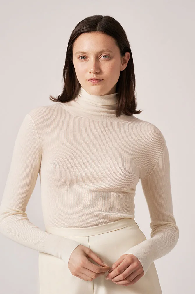 CASHMERE / SILK RIB TURTLENECK