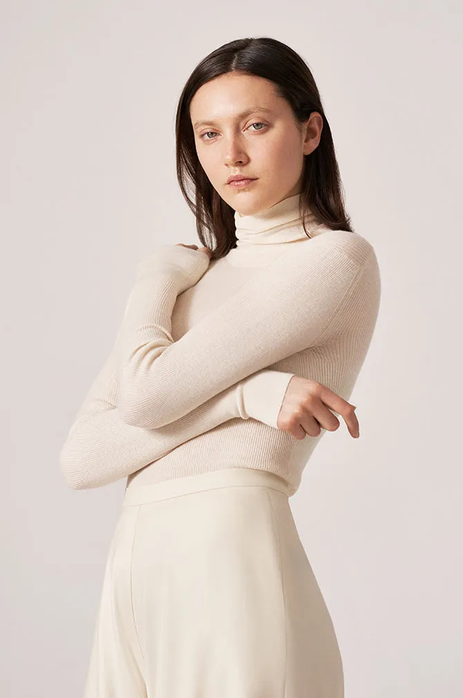 CASHMERE / SILK RIB TURTLENECK