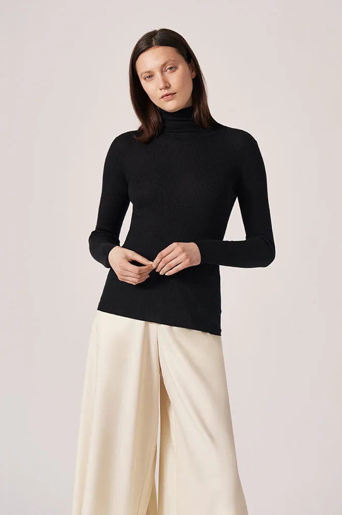 CASHMERE / SILK RIB TURTLENECK