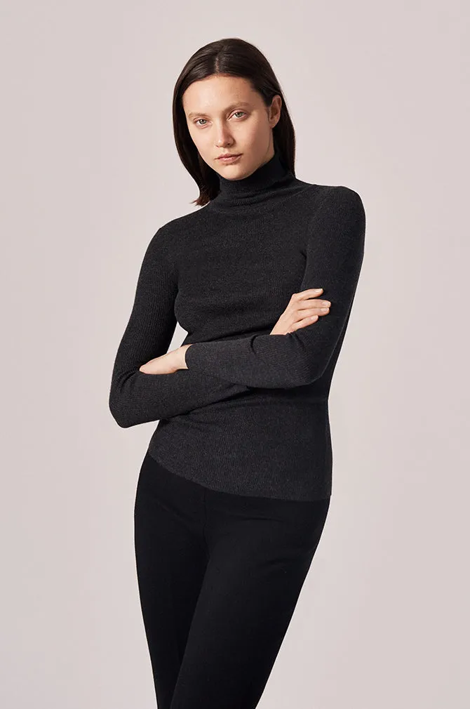 CASHMERE / SILK RIB TURTLENECK