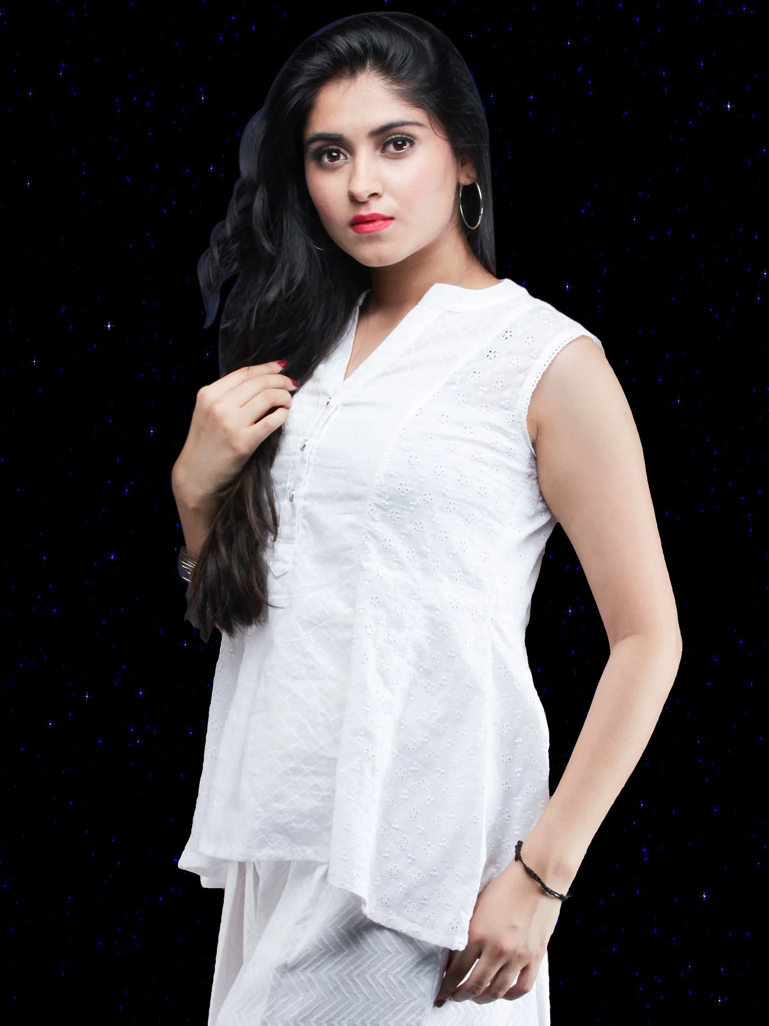 Chandni Jamina - Cotton Dobby Sleeveless Top - T69FP01