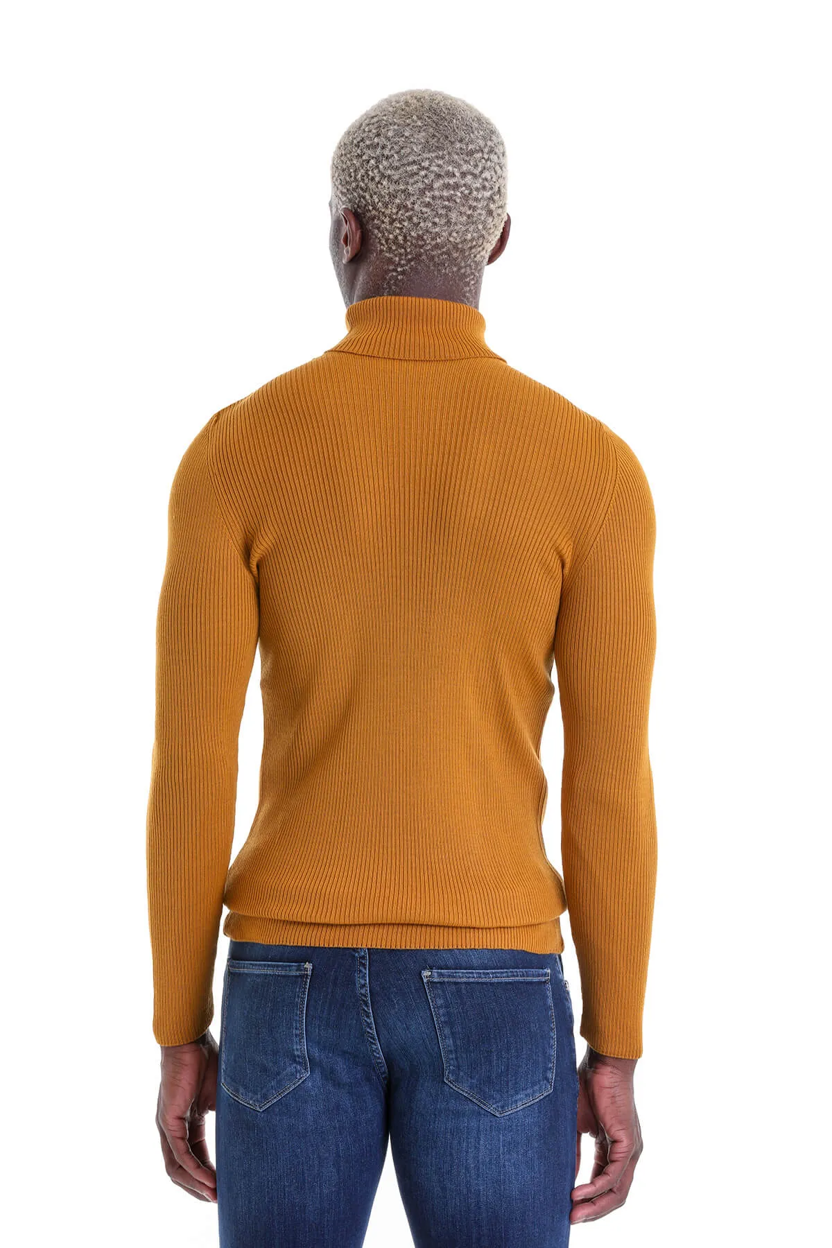 Comfort Fit Wool Blend Saffron Turtleneck Sweater