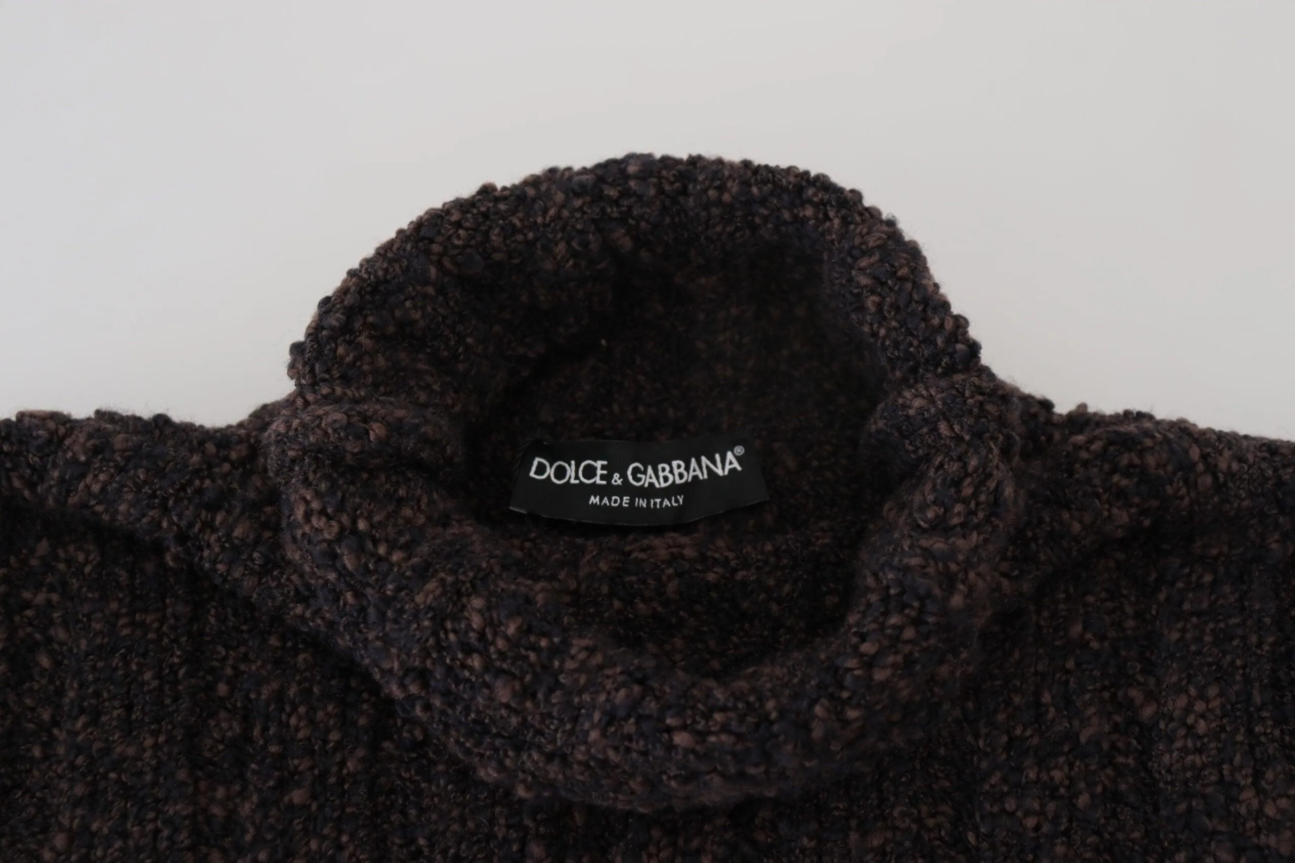 Dolce & Gabbana Brown Wool Knit Turtleneck Pullover Sweater