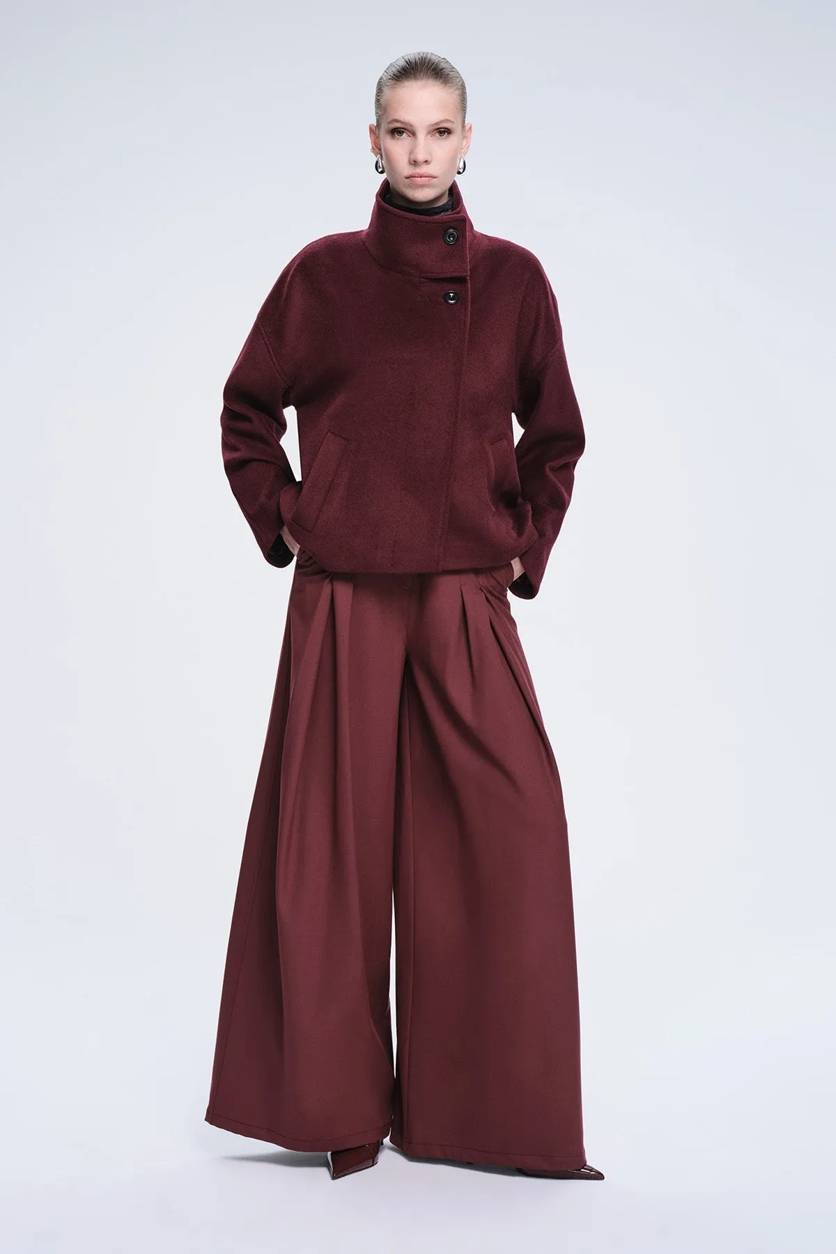 Dynamic Fit Cachet Laura Coat Wool Blend Plum Coat