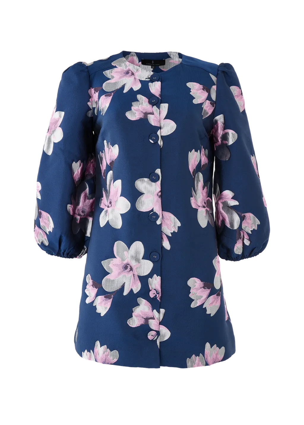 Ellen Dress Blue Plumeria Jacquard