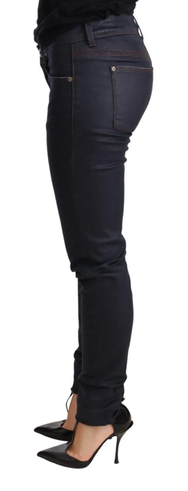 Ermanno Scervino Chic Dark Blue Low Waist Skinny Jeans