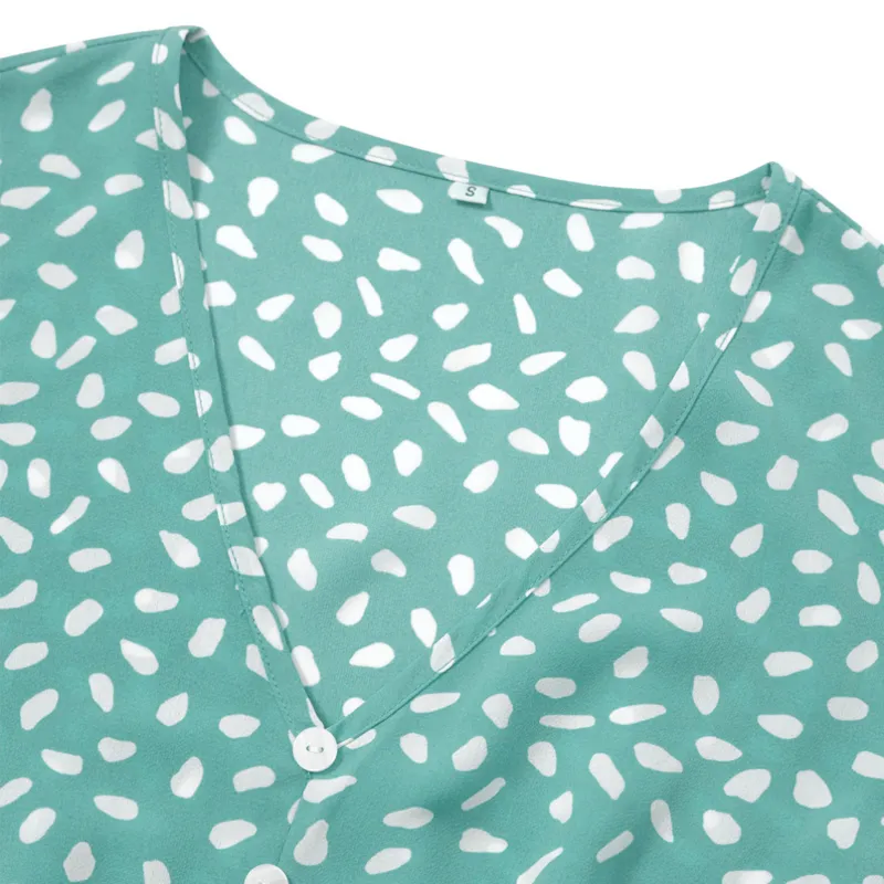 Floral Green Dress | Button Up Short Sleeve