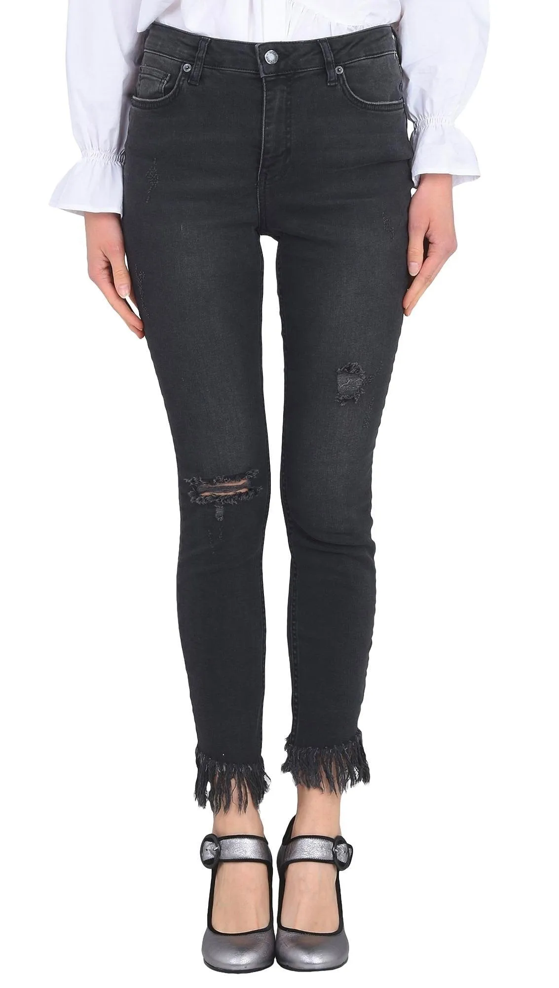 Free People Great Heights Frayed Skinny Black