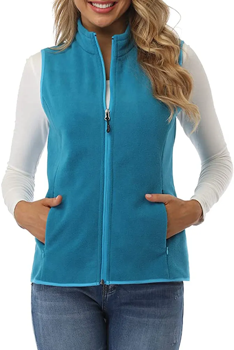 Fuinloth Women's Fleece Vest, Polar Soft Sleeveless Classic Fit with Zip up Pockets