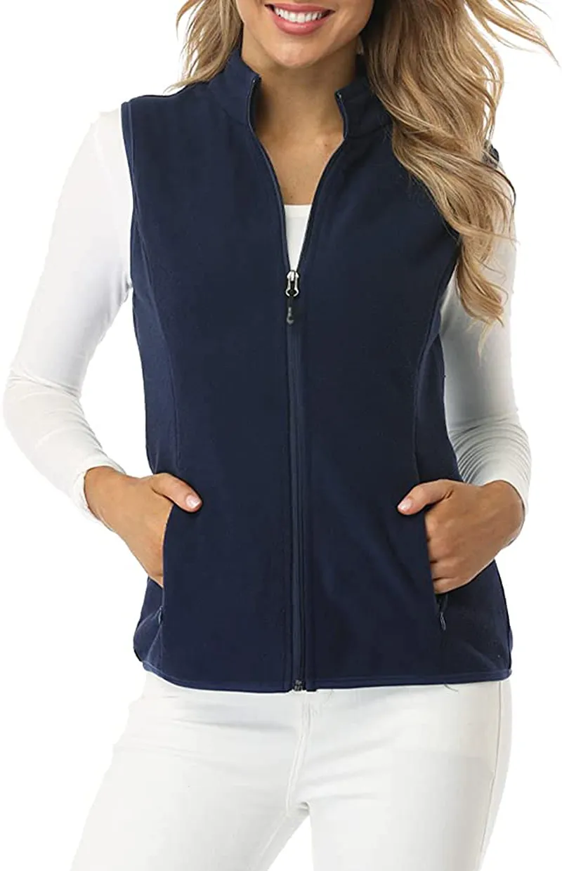 Fuinloth Women's Fleece Vest, Polar Soft Sleeveless Classic Fit with Zip up Pockets