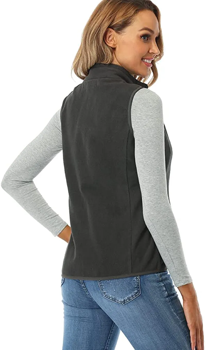 Fuinloth Women's Fleece Vest, Polar Soft Sleeveless Classic Fit with Zip up Pockets