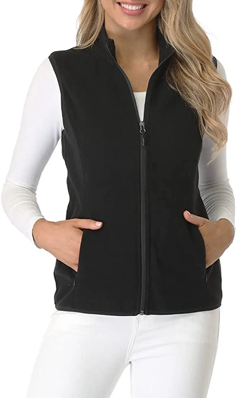 Fuinloth Women's Fleece Vest, Polar Soft Sleeveless Classic Fit with Zip up Pockets