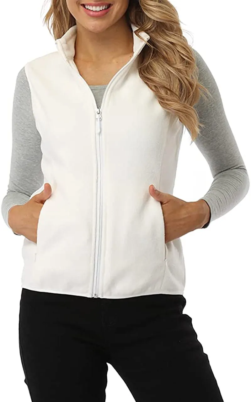 Fuinloth Women's Fleece Vest, Polar Soft Sleeveless Classic Fit with Zip up Pockets