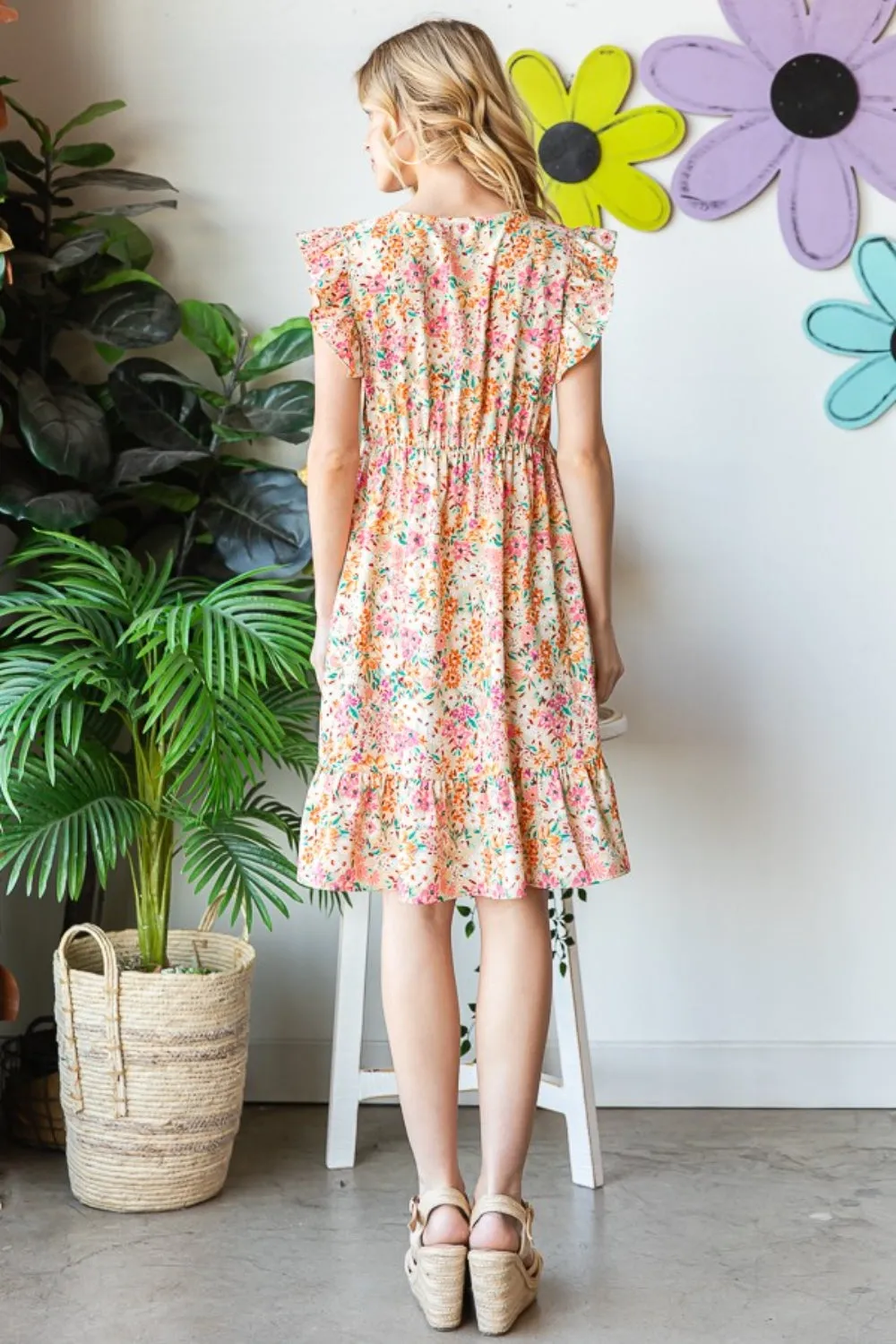 Full Size Floral Ruffled Summer Dress