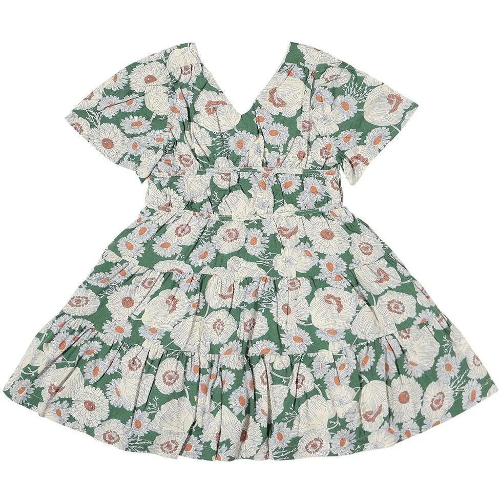 Indigo Dress- Green Floral