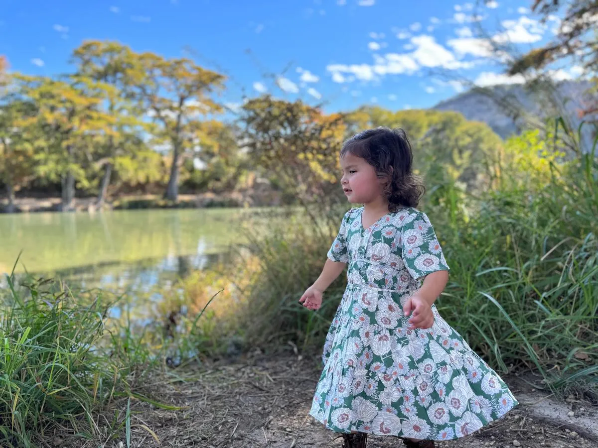 Indigo Dress- Green Floral