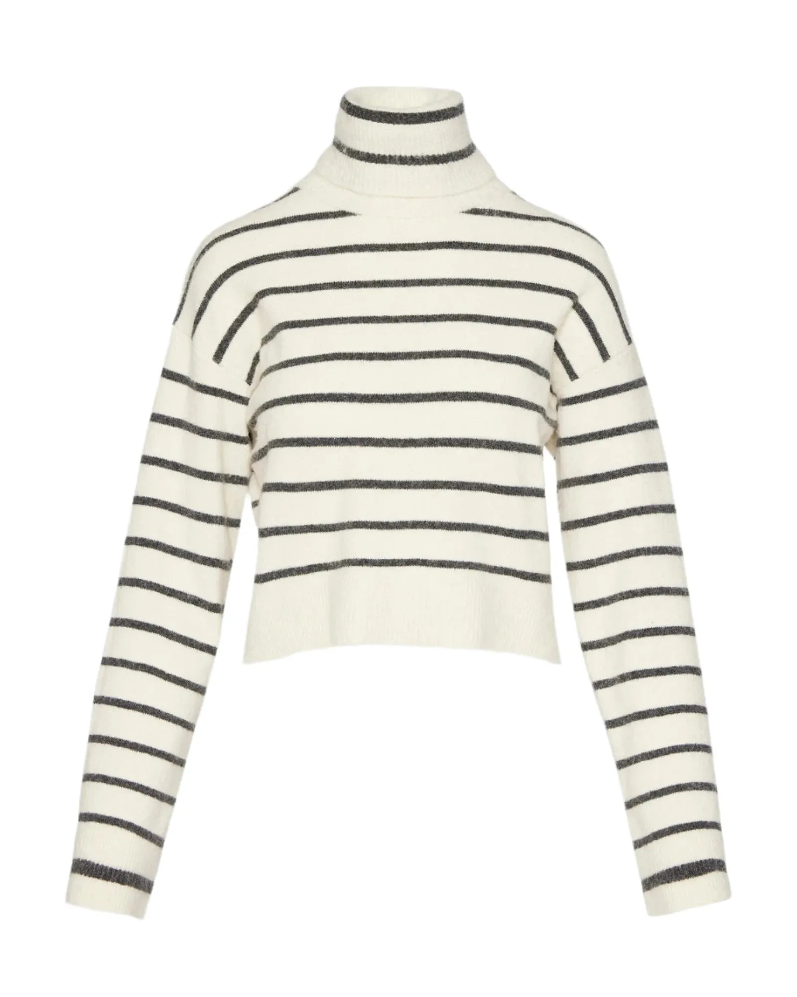 Ivory Striped Turtleneck Sweater