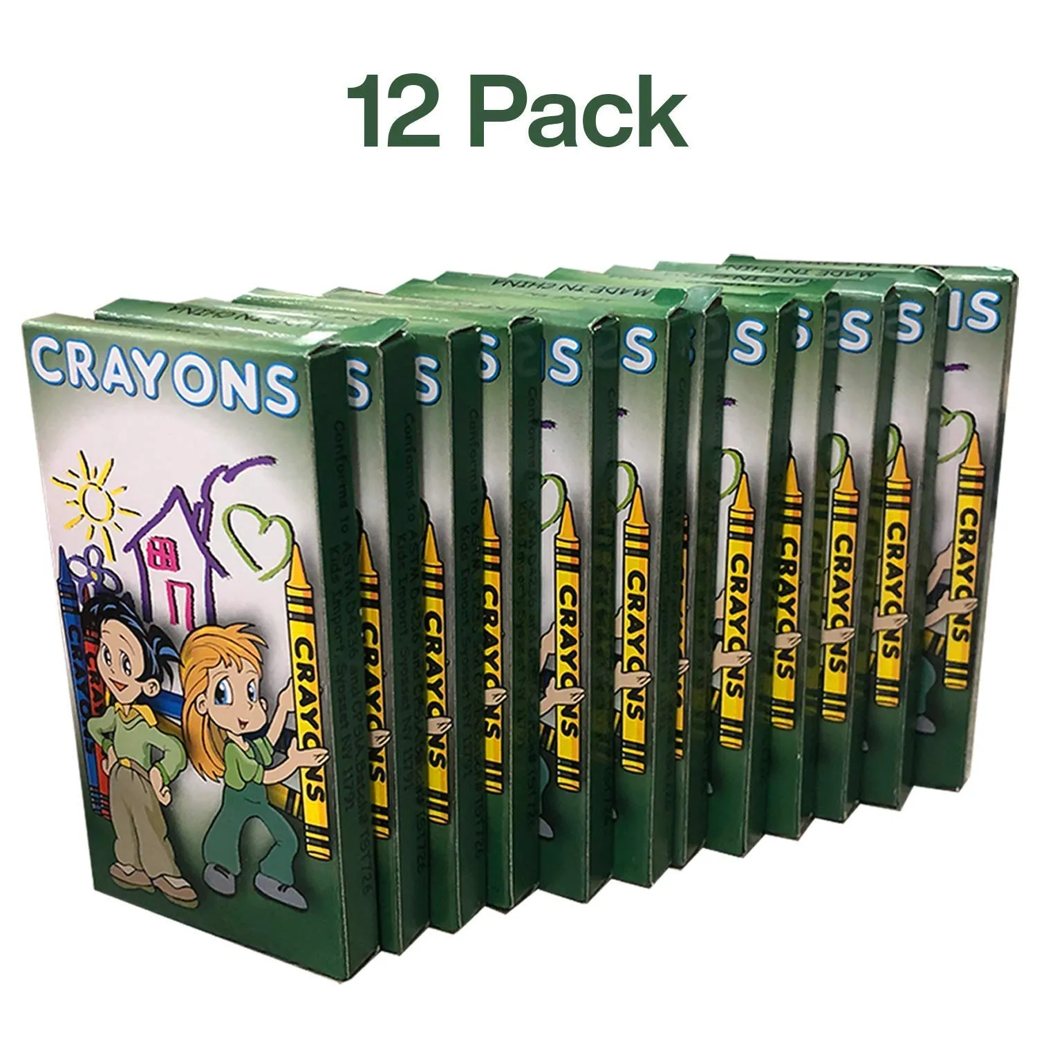 Kicko Crayon Set - 12 Packs with 6 Assorted Coloring Crayons in each Pack - a Total of 72