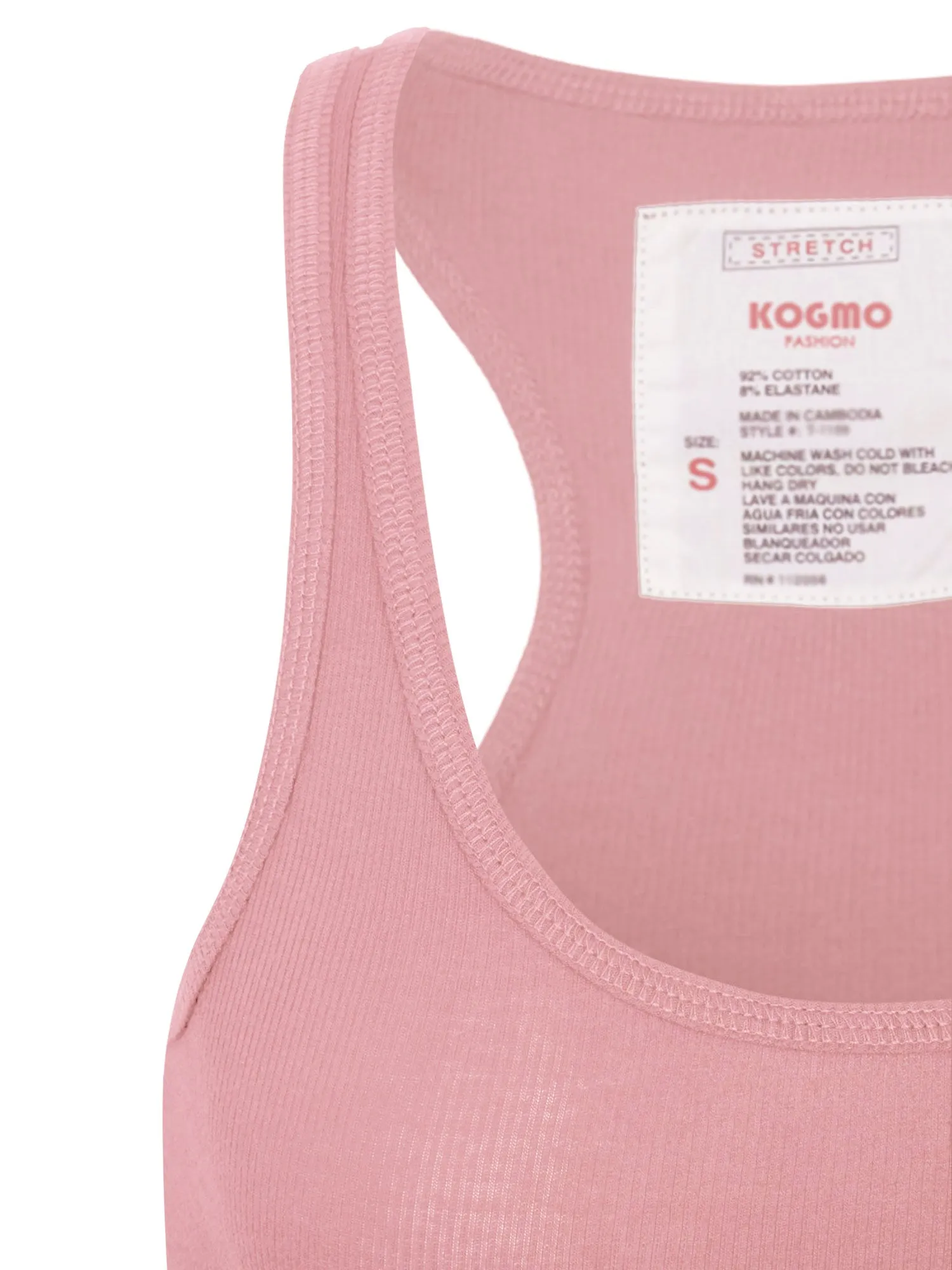 KOGMO Women's Basic Stretchy Cotton Ribbed Knit Racerback Tank Top (S-XL)