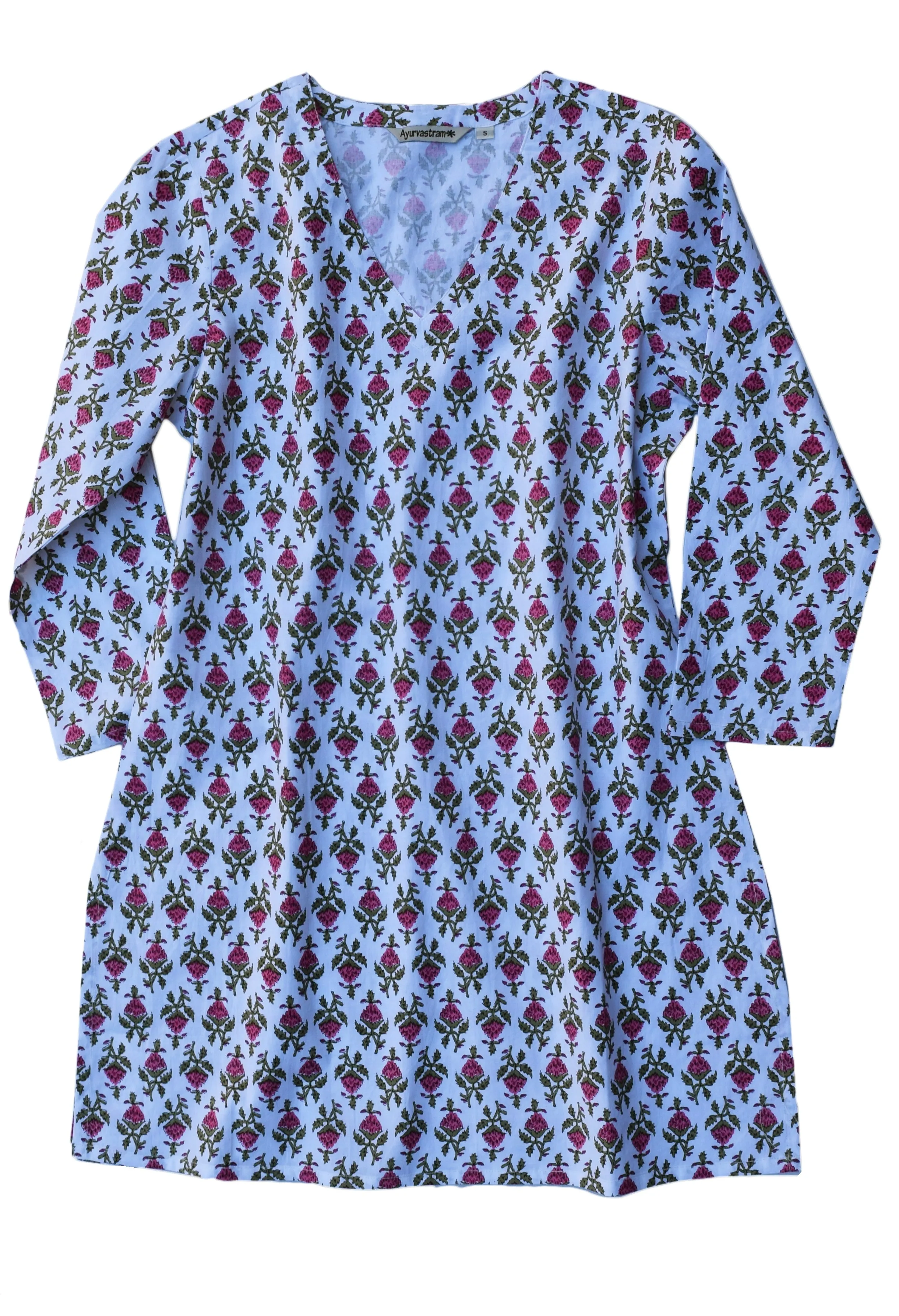 KRITIvint Block Printed Pure Cotton Tunic Top Kurti