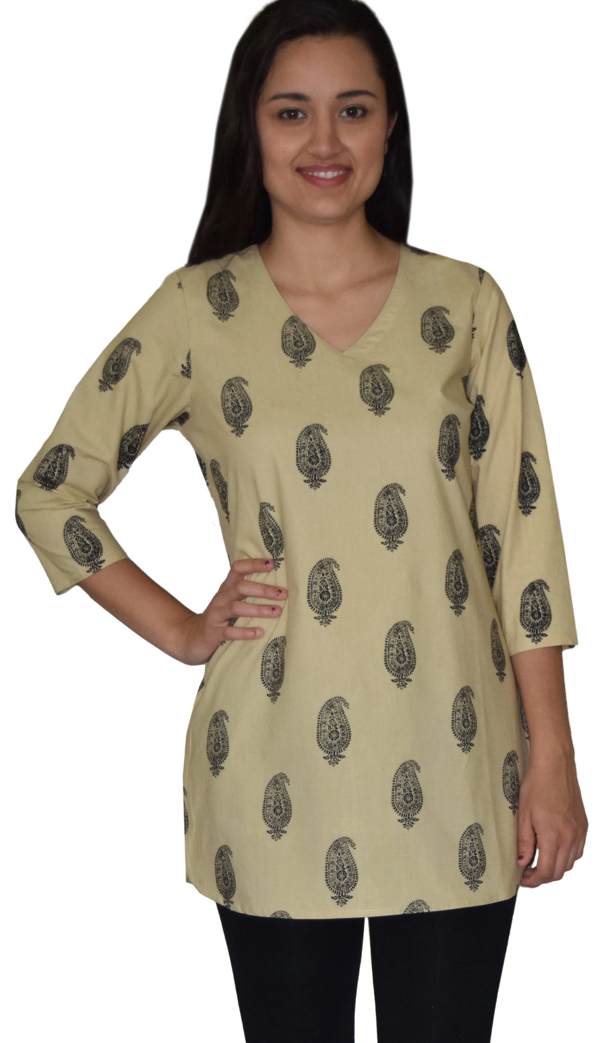 KRITIvint Block Printed Pure Cotton Tunic Top Kurti