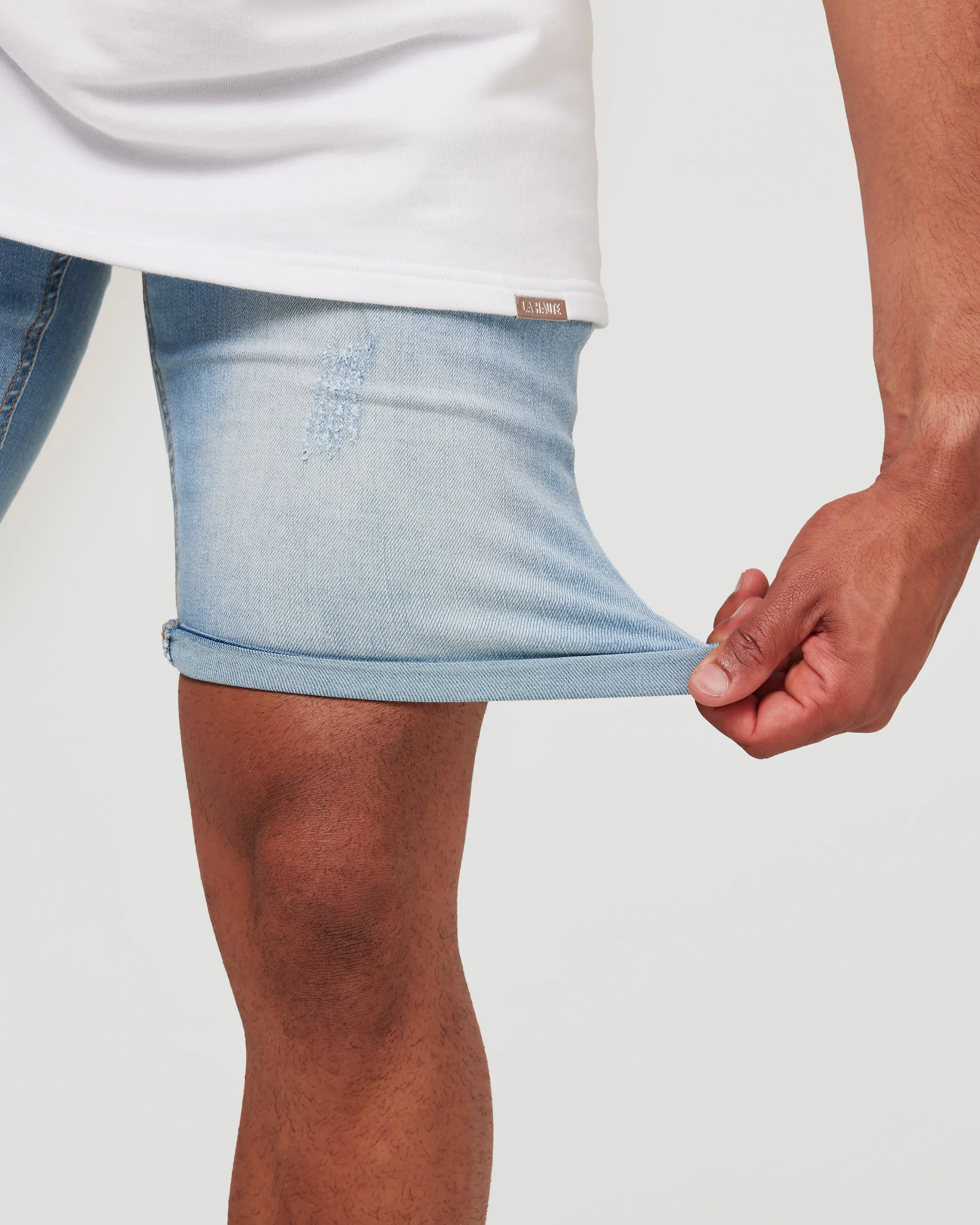 Light Blue Ripped Denim Shorts