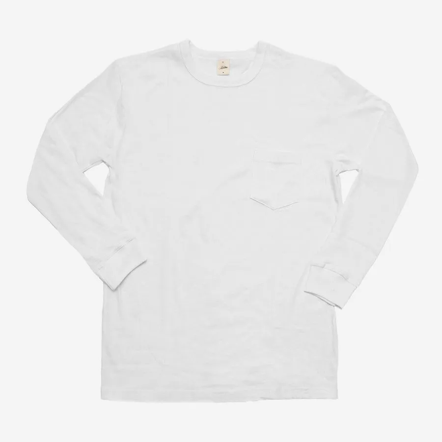 Long Sleeve Heavyweight Pocket T-Shirt - White