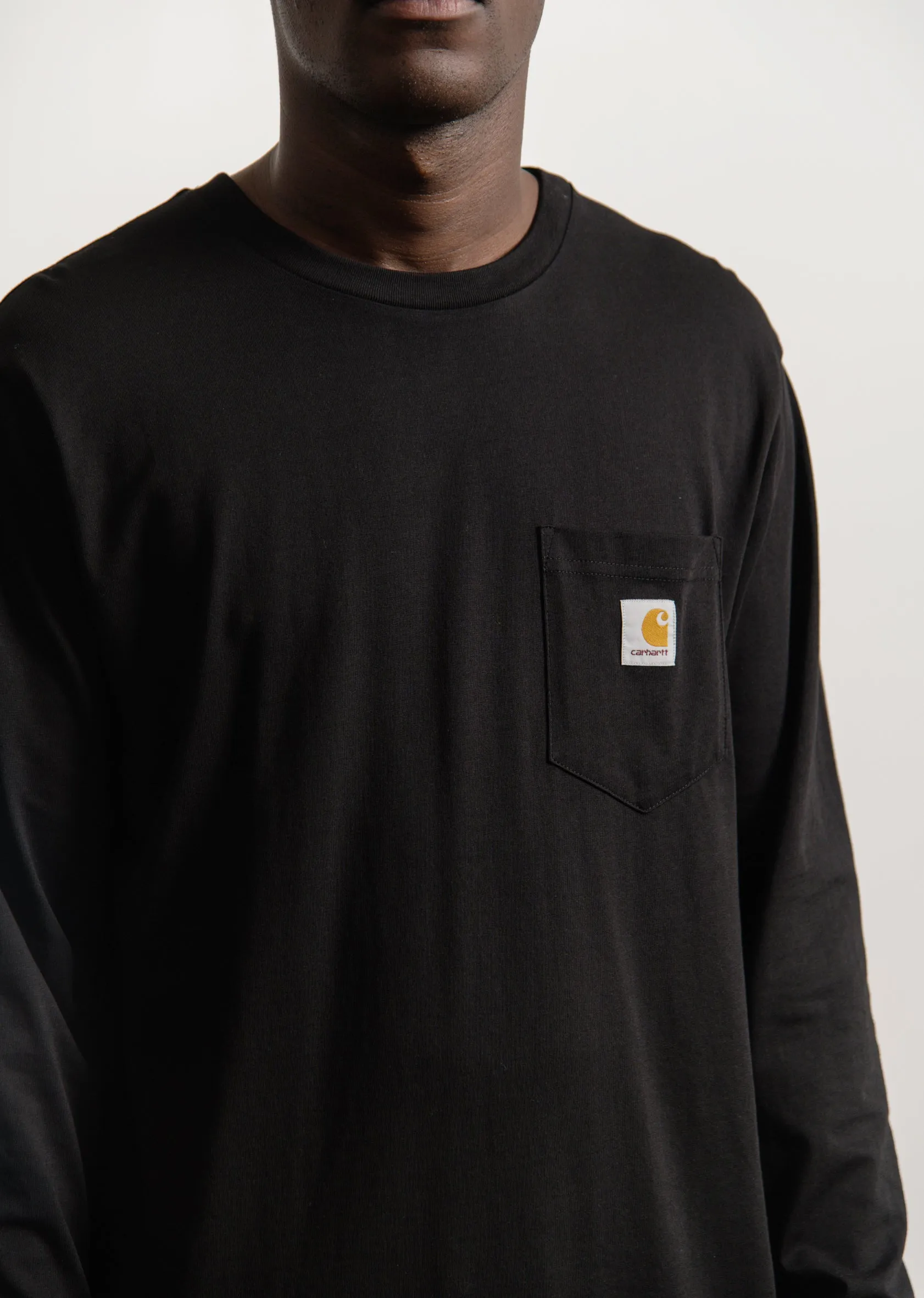 Long Sleeve Pocket Tee Black