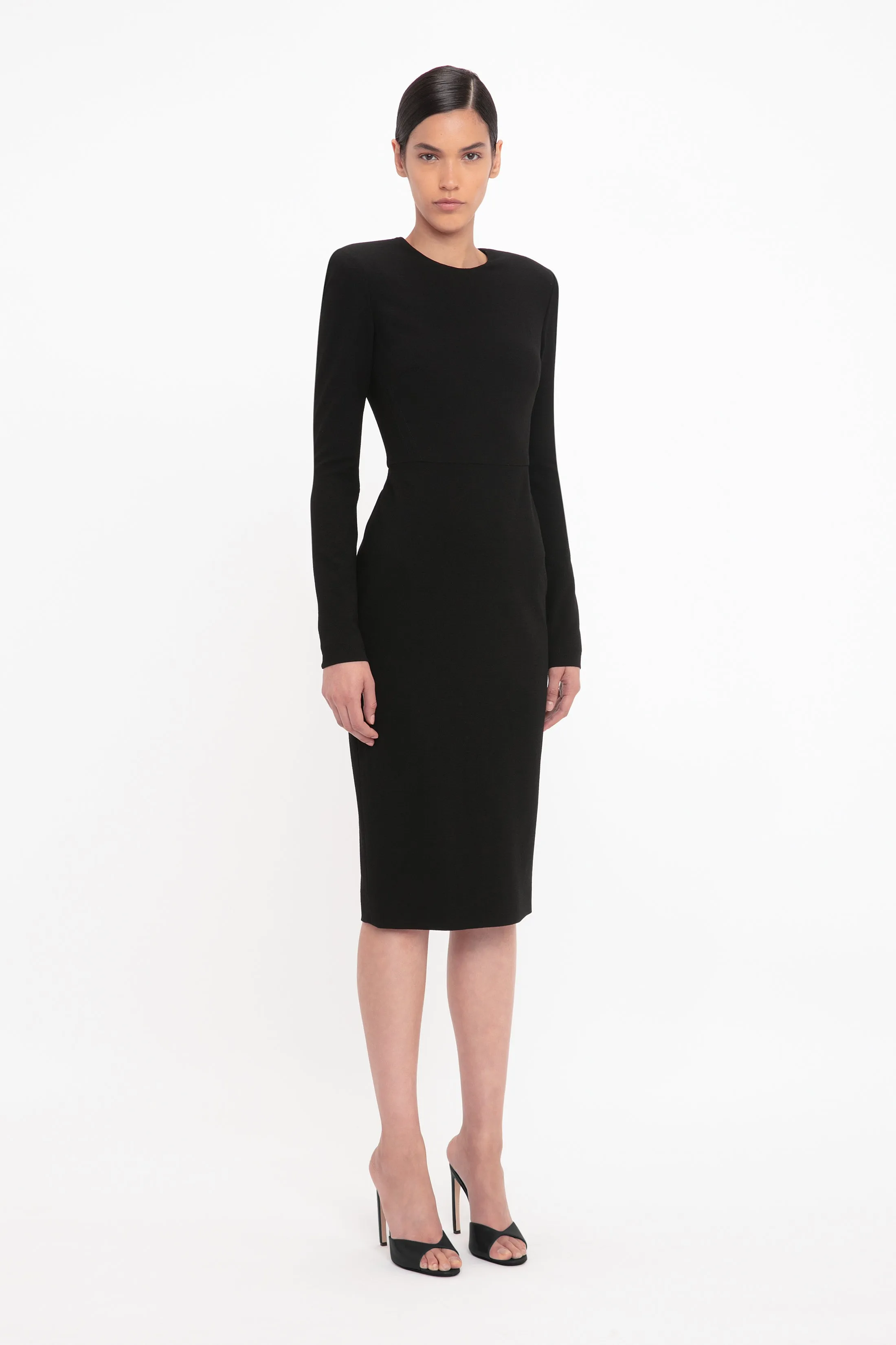 Long Sleeve T-Shirt Fitted Dress In Black