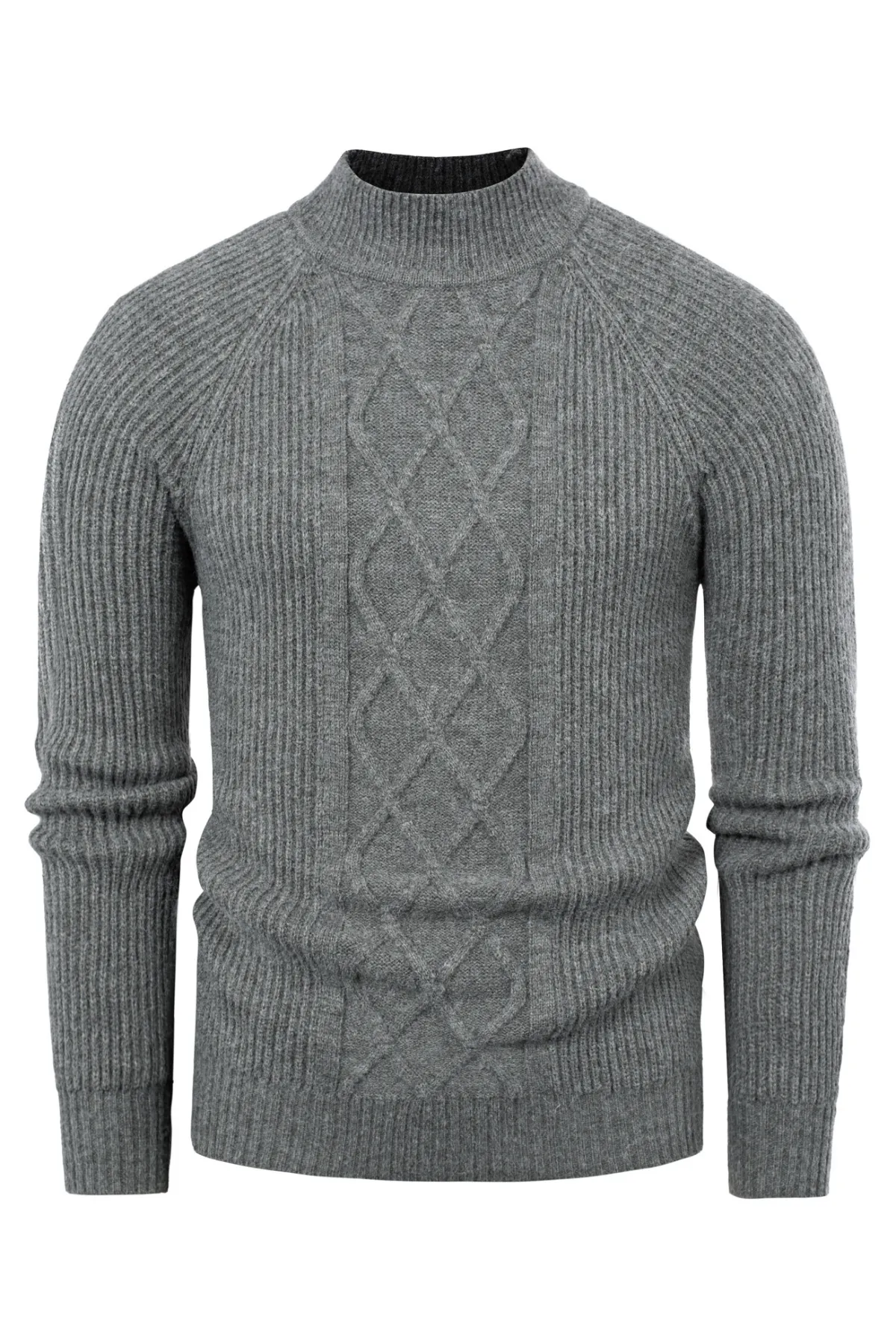 Men's Mock Neck Sweater Casual Cable Twisted Knitted Pullover Casual Sweaters