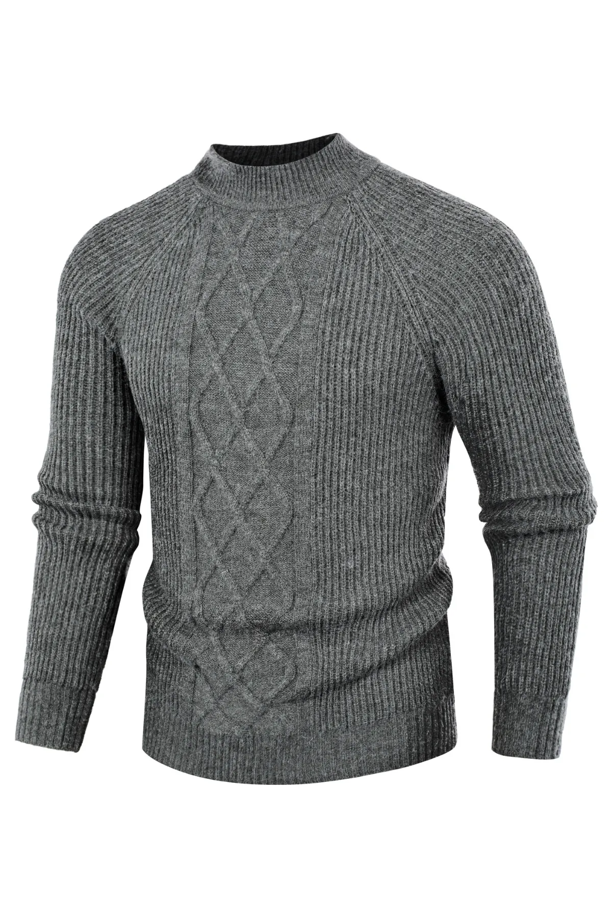 Men's Mock Neck Sweater Casual Cable Twisted Knitted Pullover Casual Sweaters