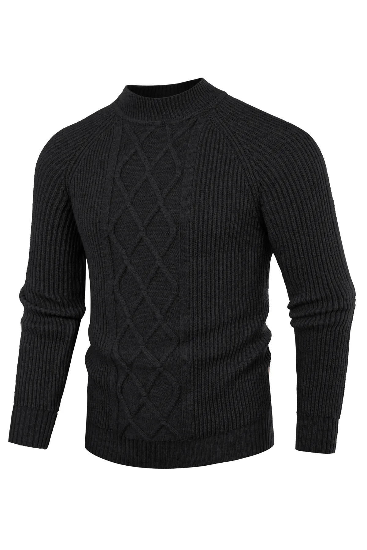 Men's Mock Neck Sweater Casual Cable Twisted Knitted Pullover Casual Sweaters