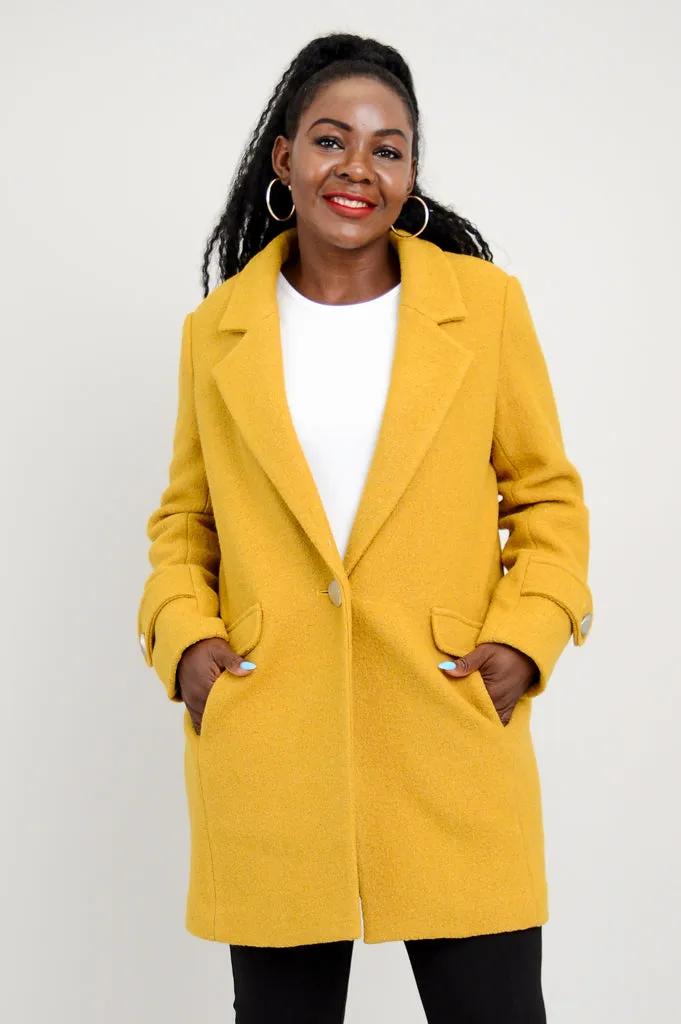 Milan Coat, Mustard, Wool