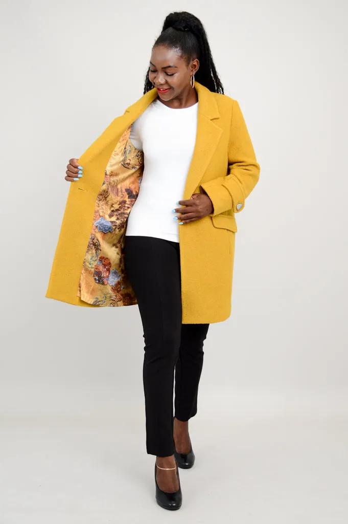 Milan Coat, Mustard, Wool