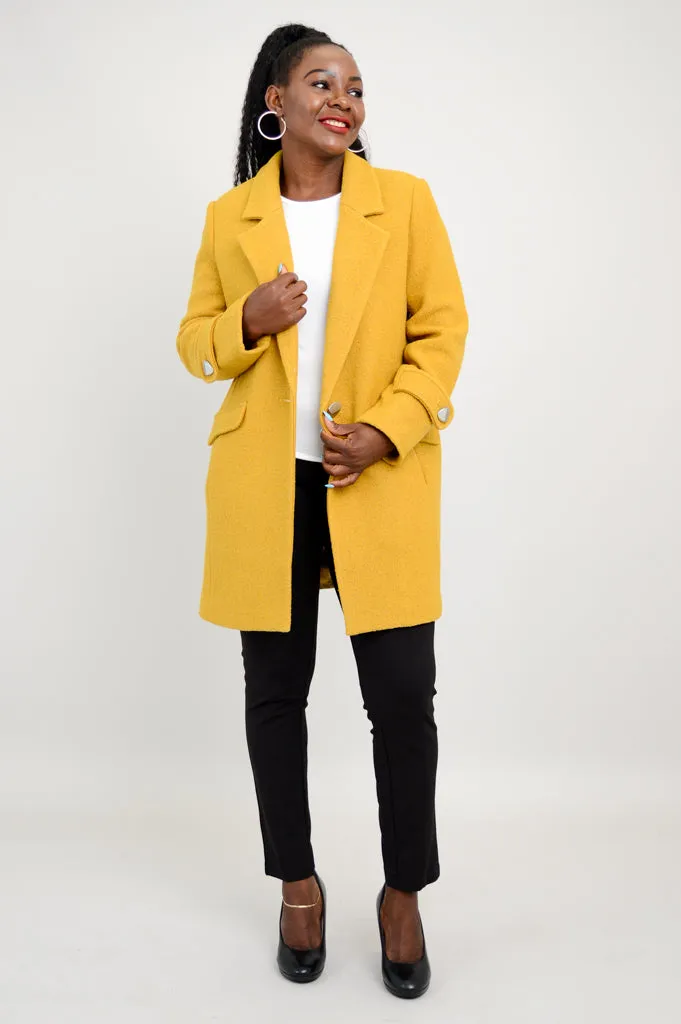 Milan Coat, Mustard, Wool