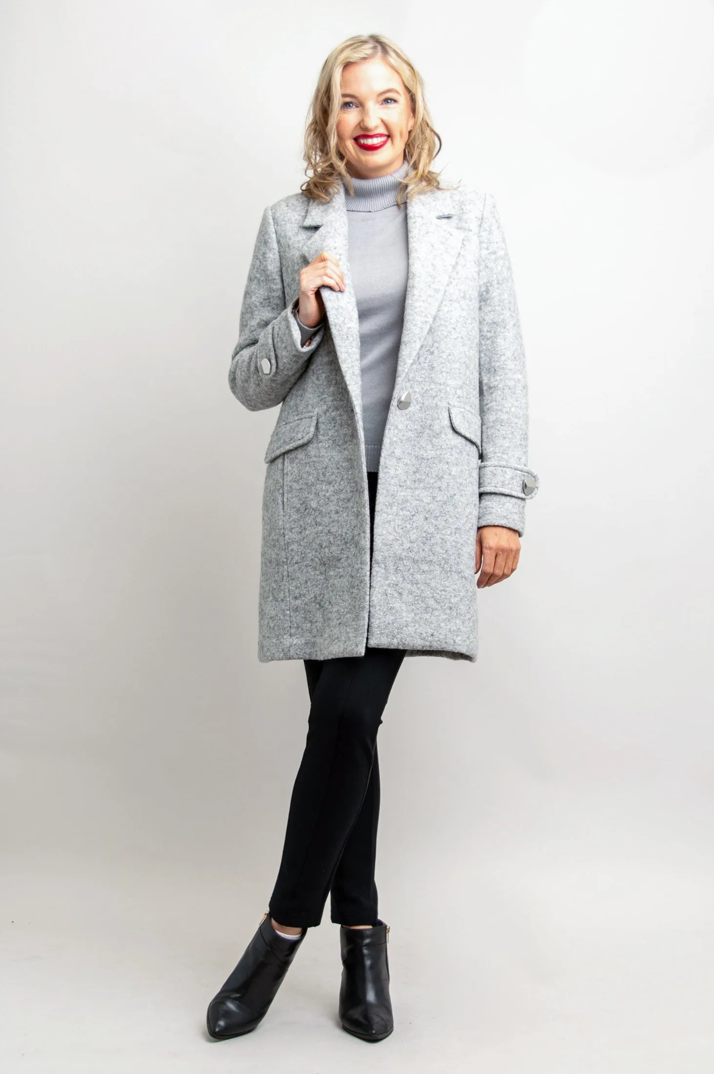 Milan Coat, Sleet Grey, Boiled Wool