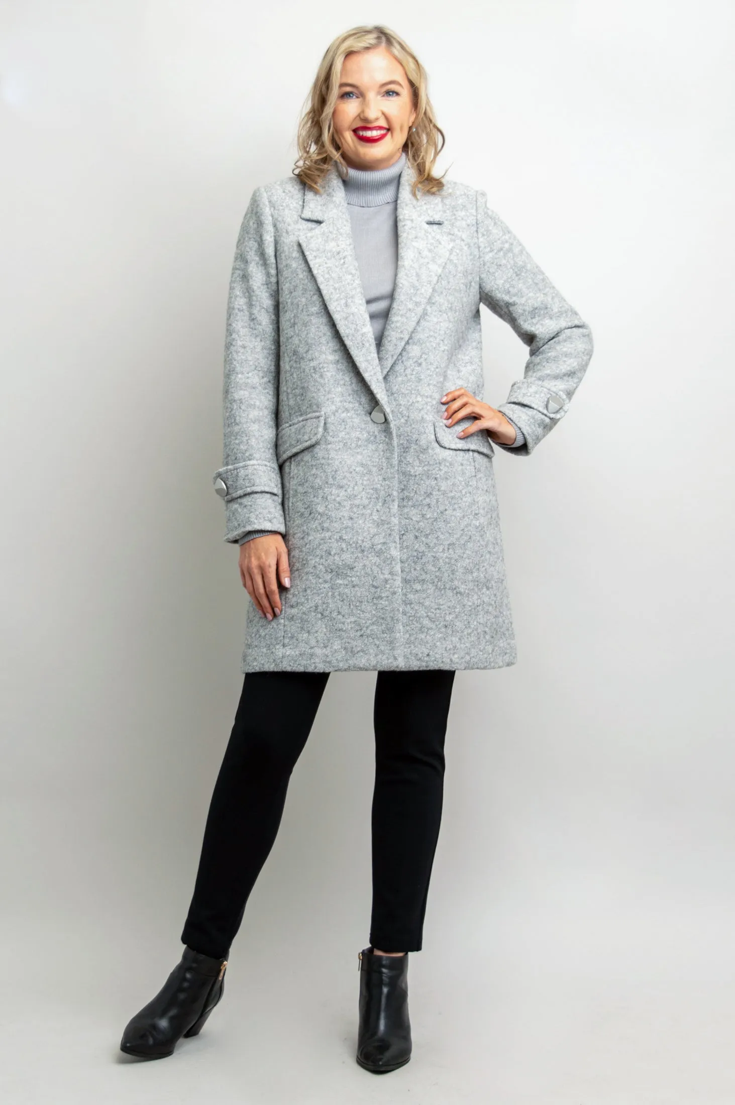 Milan Coat, Sleet Grey, Boiled Wool