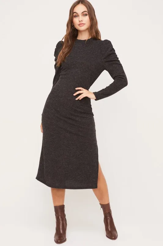 Molly Midi Dress in Dark Mélange