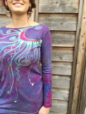 Moon Star Sunrise Long Sleeve Batik Tunic Top