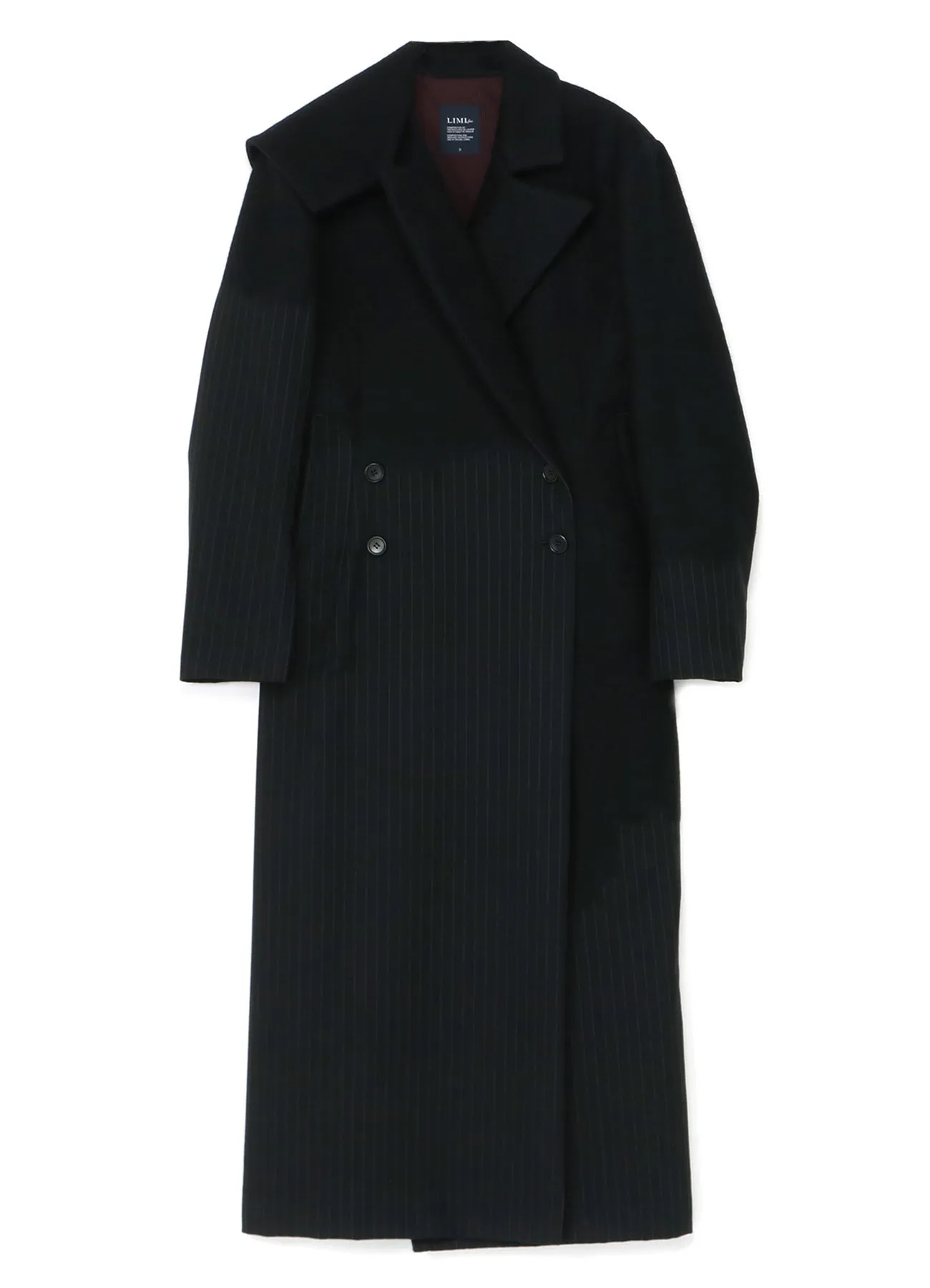 Needle Stripe Double Front Long Coat