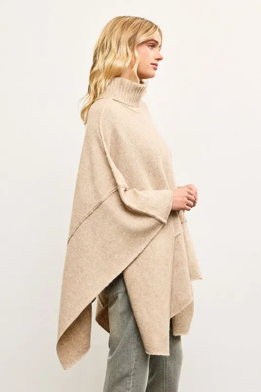 NEW!! Apres Chic Turtleneck Poncho in Taupe